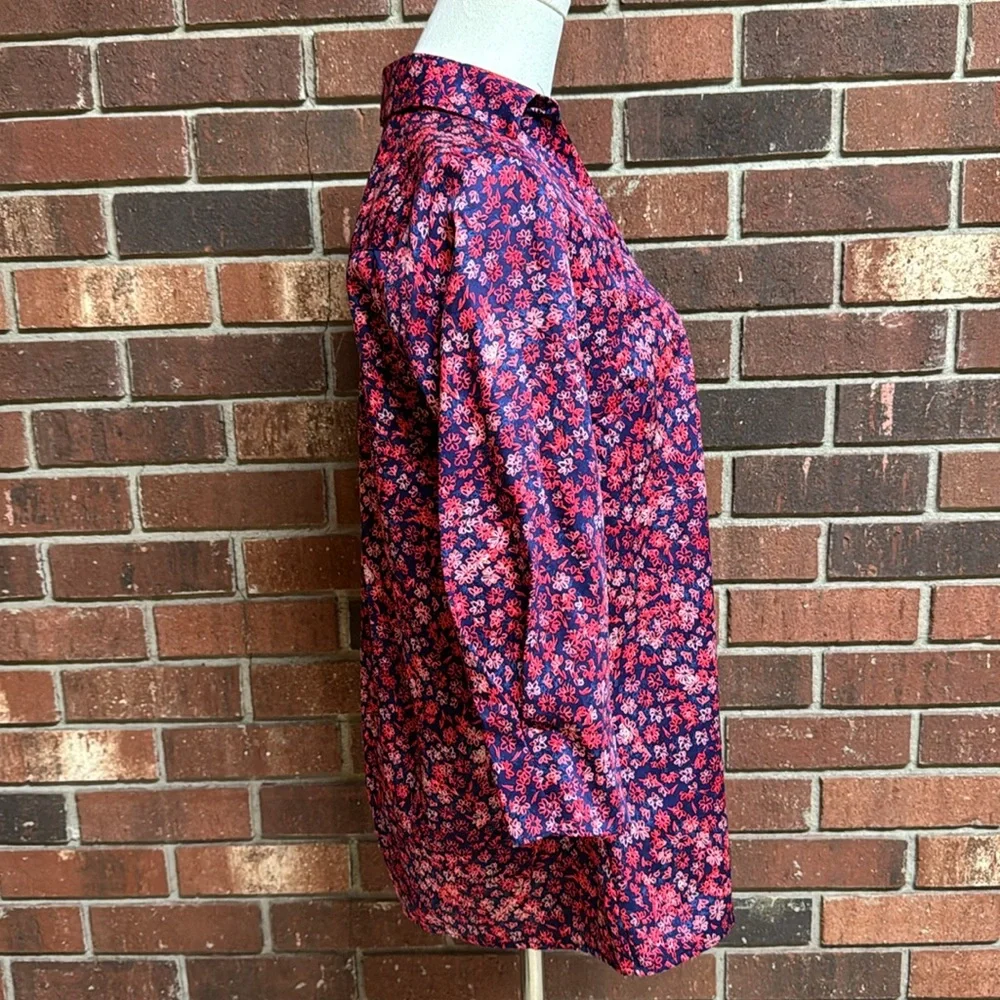 Foxcroft Coral Sunset Floral Button-up Shirt Size 2